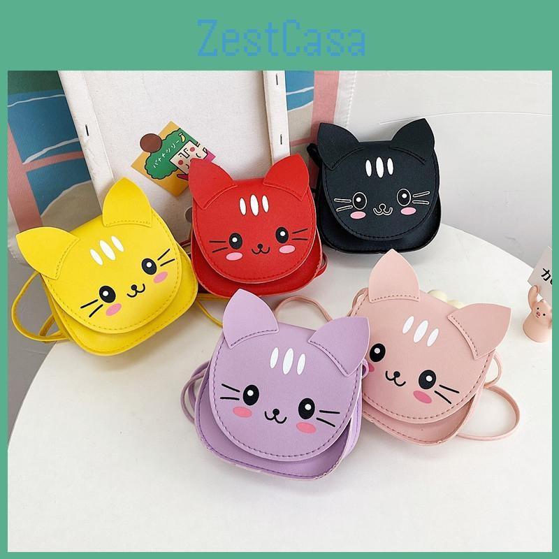 Bag Cat Shoulder Childrens Cartoon Animal Bag Zipper Design Made Of Material Pu