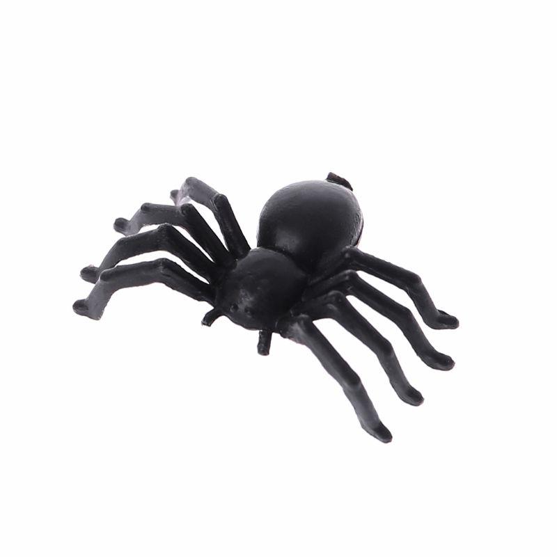 50Pcs Small Black Plastic Fake Spider Toys Funny Joke Prank Props Halloween Decor Indoor Outdoor