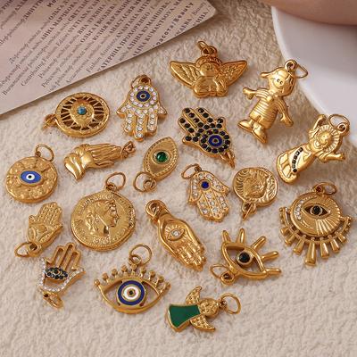European and American DIY Pendant Necklace Pendant Accessories Stainless Steel Plated 18K Gold Palm Eye Pendant Pendant Accessories