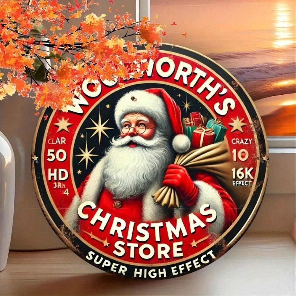 

Vintage Retro Santa Claus Tin Metal Sign 8x8 Inch Rustic Iron Plaque Wall Decor for Home Farmhouse Bar Garage 20x20 різнокольоровий