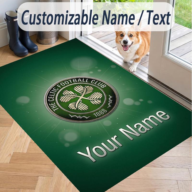 Custom Text Printed Rug Celtic FC Non Slip Floor Carpet For Home Room Decor
