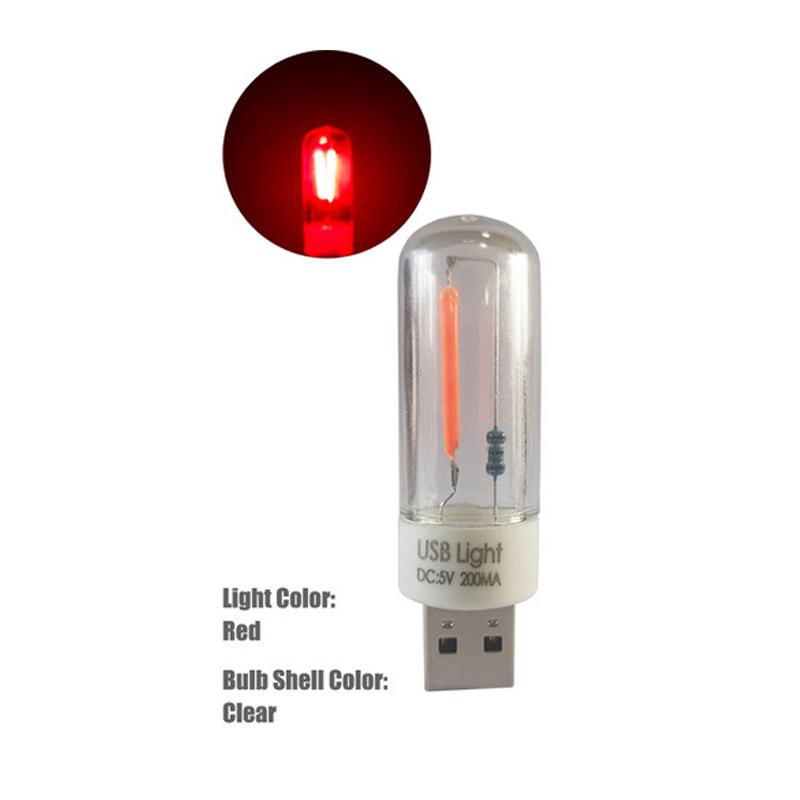 Multicolored Portable USB LED Light Bulbs T18 5V Mini Filament Night Lamp Warm Cool White Reading Lighting Eye Protection Lamps