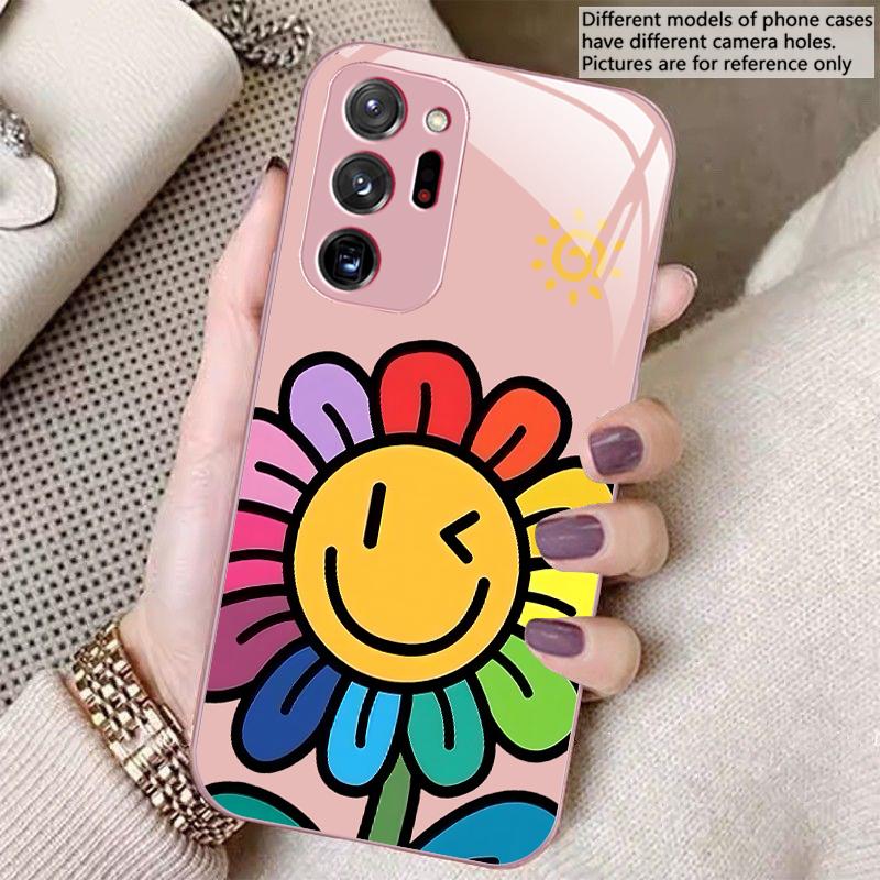 Cartoon-Blumen Lila Für Samsung A 01 02 03 Core 04 05 06 10 12 13 A14 5G 15 16 M 02 12 Note 8 9 10 20 Glas Ultra Handyhülle