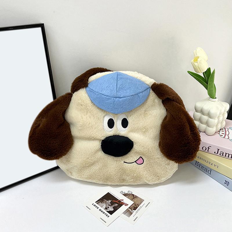 Cartoon  Headmaster Dog Handheld Underarm Bag Portable One-Shoulder Dual-Purpose Sweet Large-Capacity Plush Crossbody Bag