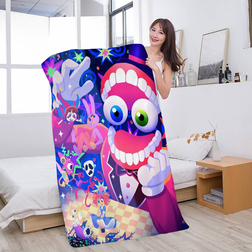 Anime The Amazing Digital Circus Vintage Bath Towel Microfiber Soft Water Absorbing Breathable For Girl Kids Decorative Towel