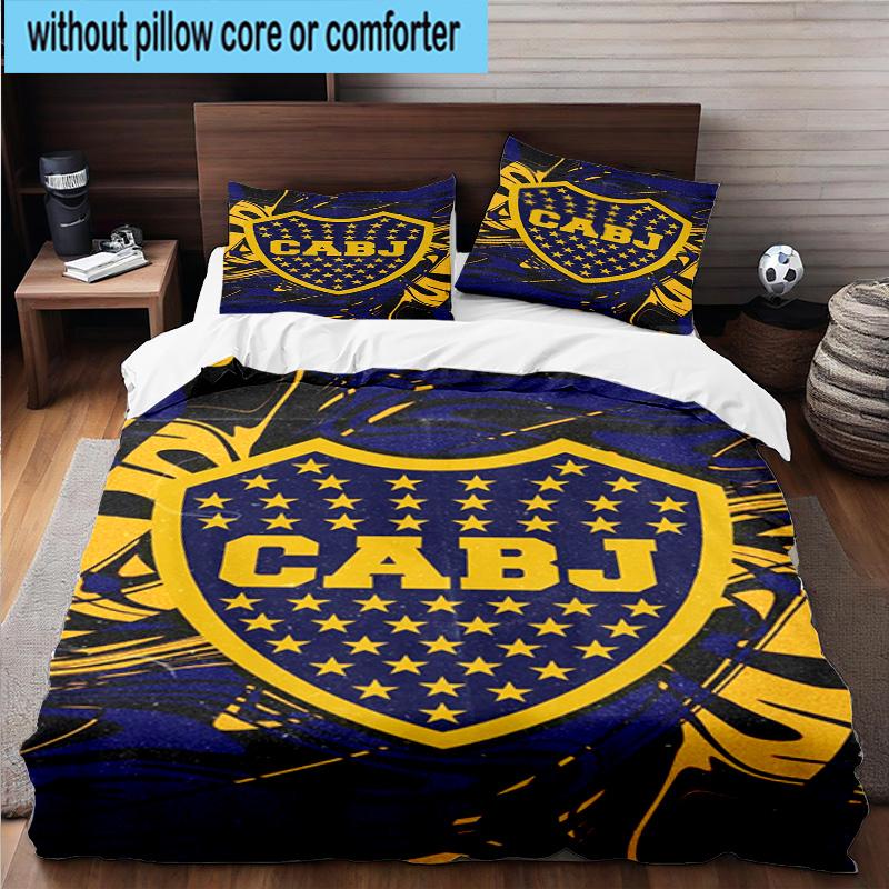 3pcs Boca Juniors Football Club Design Bedding Set Duvet Cover Closure Includes 1 Duvet Cover & 2 Pillowcases Bedding Sets Home Decor Gifts