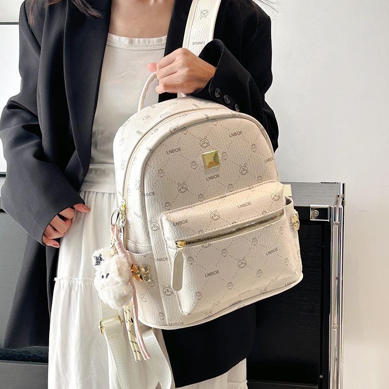 Trend Academy Style Backpack Large Capacity Class School Bag Soft Leather Texture Lightweight Backpack Female