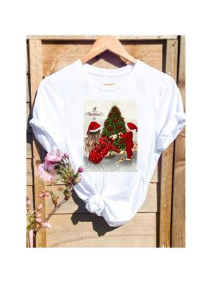 Merry Christmas Print T Top Wounisex Holiday Clothing Mom Love Sweet 90s Graphic Tee Cute Fashion Female Shirt New Year T-Shirts