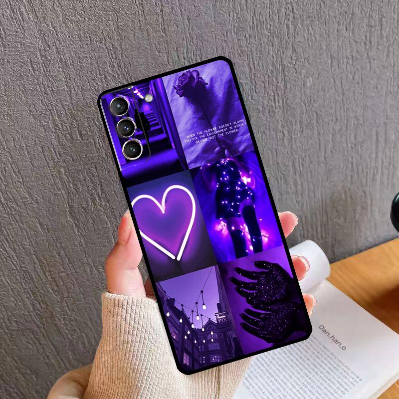 Purple Aesthetic Phone Case For Samsung Galaxy S24 S26 Ultra S20 S21 S22 S23 S25 Plus S10 S24 S25 FE Cover