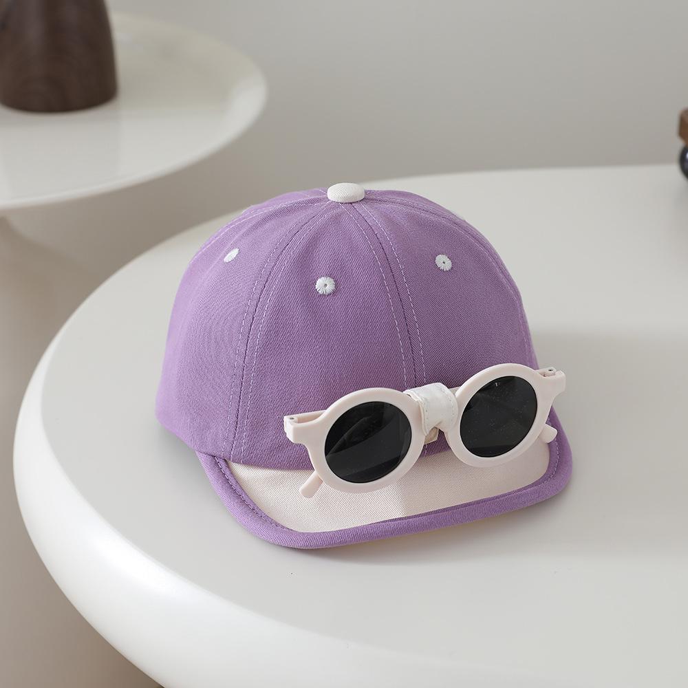 Children's Stylish Sun Protection Baseball Cap with Soft Brim and Sunglasses for Boys and Girls