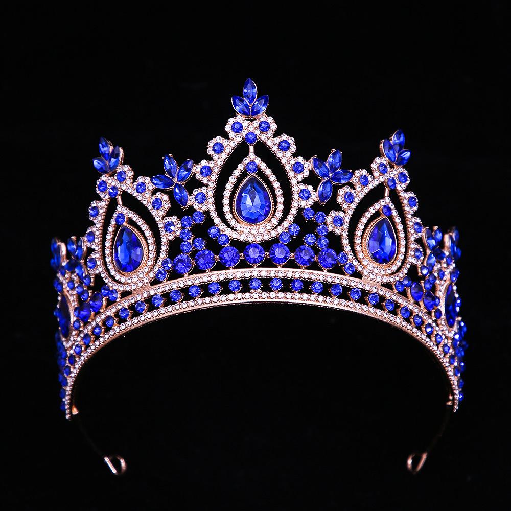 

DIEZI Baroque Elegant Green Red Pink Blue Purple Crystal Crown For Women Girls Wedding Luxury Princess Tiara Party Hair Jewelry