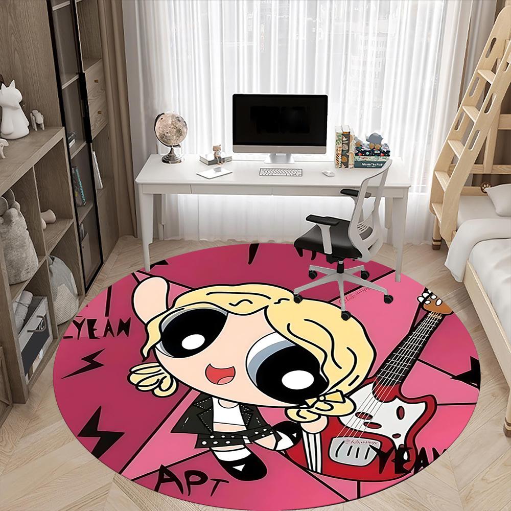 1pc Powerpuff Girls Office Round Area Rug, Under Office Chairs Bedroom Living Room Home Decor, Room Deco, Available in Various Sizes