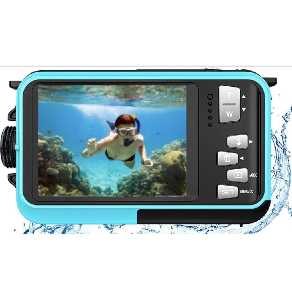 4K Underwater Camera, 64MP Autofocus, Waterproof with HD Dual Screens for Selfies