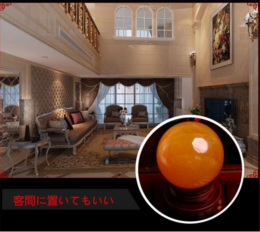 YISHUI Natural Yellow Quartz Citrine Natural Quartz Purification Gravel Crystal Ball Ornament Yellow with Wooden Stand (7cm)