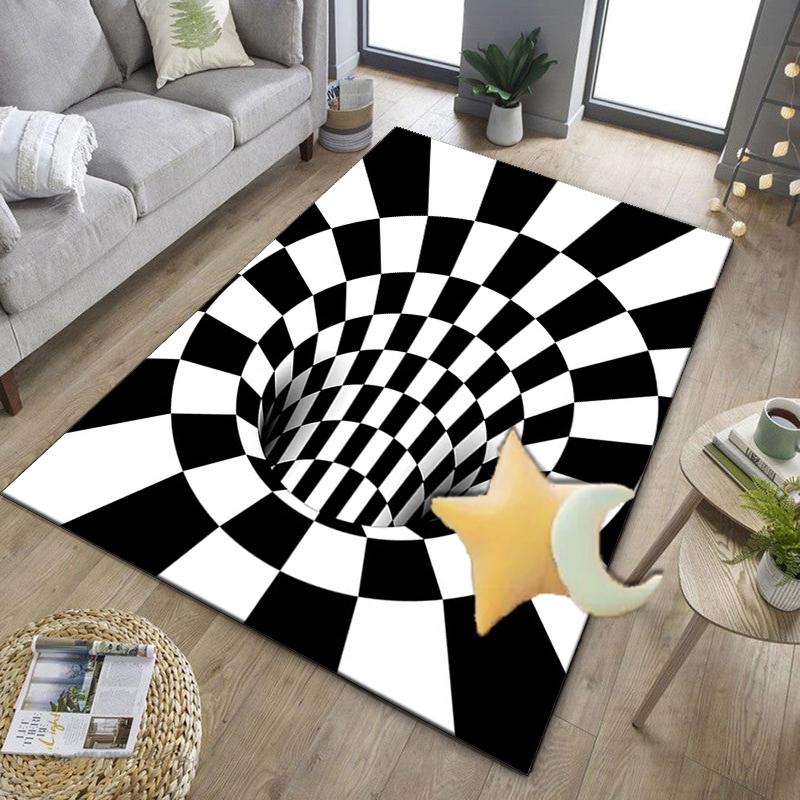 Checkerboard Distortion Pattern Office Rug Chair Mat, Entryway Carpet, Suitable for Front Door, Bedroom, Living Room, Desk, Holiday Gift