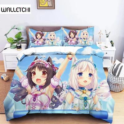 Impresión 3D Anime Nekopara Chica Sexy Juego de Cama Niños Niñas Tamaño Twin Queen Funda Nórdica Funda de Almohada Cama Niños Adultos Textiles para el Hogar