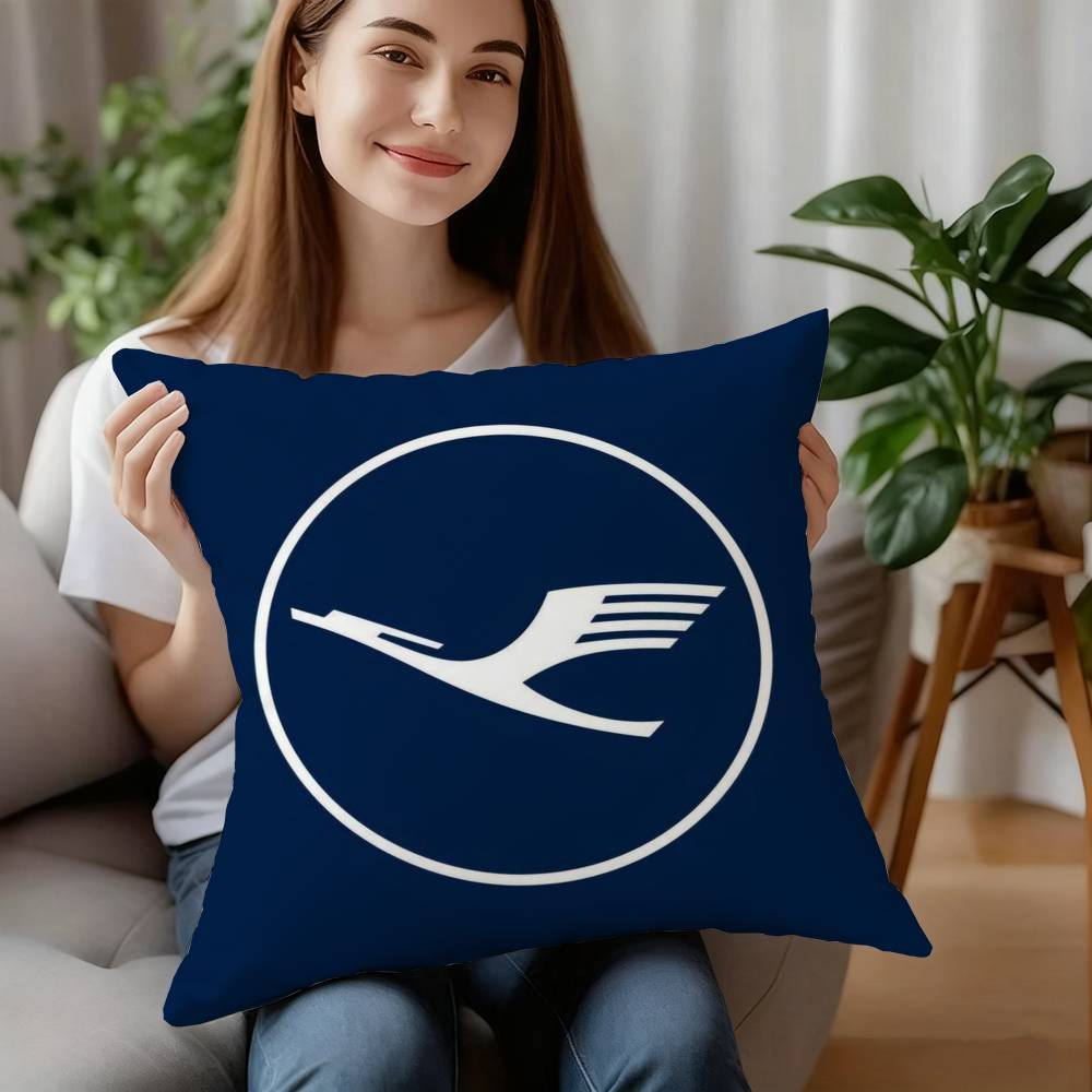 L-Lufthansa German Airlines Poszewka na poduszkę Krótki plusz Dwustronny nadruk Kwadratowe poszewki na poduszki dekoracyjne na sofę do domu