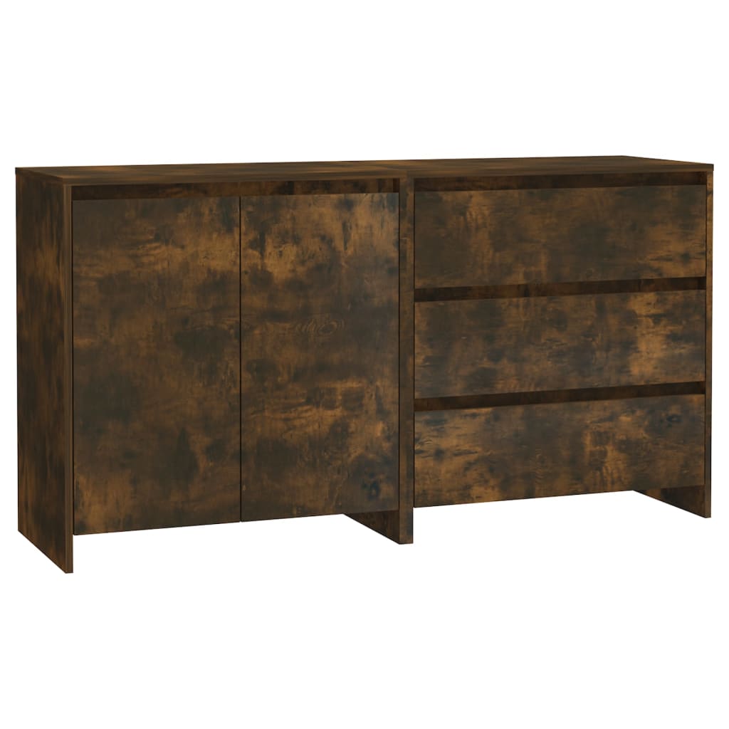2 Piece Sideboard Set In Smoked Oak Wood Effect