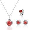 New Seiko Rose Cut Papalacha Zircon Necklace Earrings Color Treasure Ring Three-piece Set