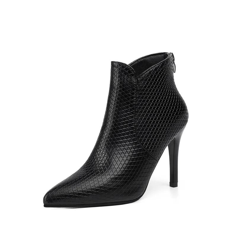 

2024 Осень Новые Модные Сапоги на Высоком Каблуке Женские Сапоги на Тонком Каблуке с Острым Носком Боковая Молния Женская Обувь 34 чёрный