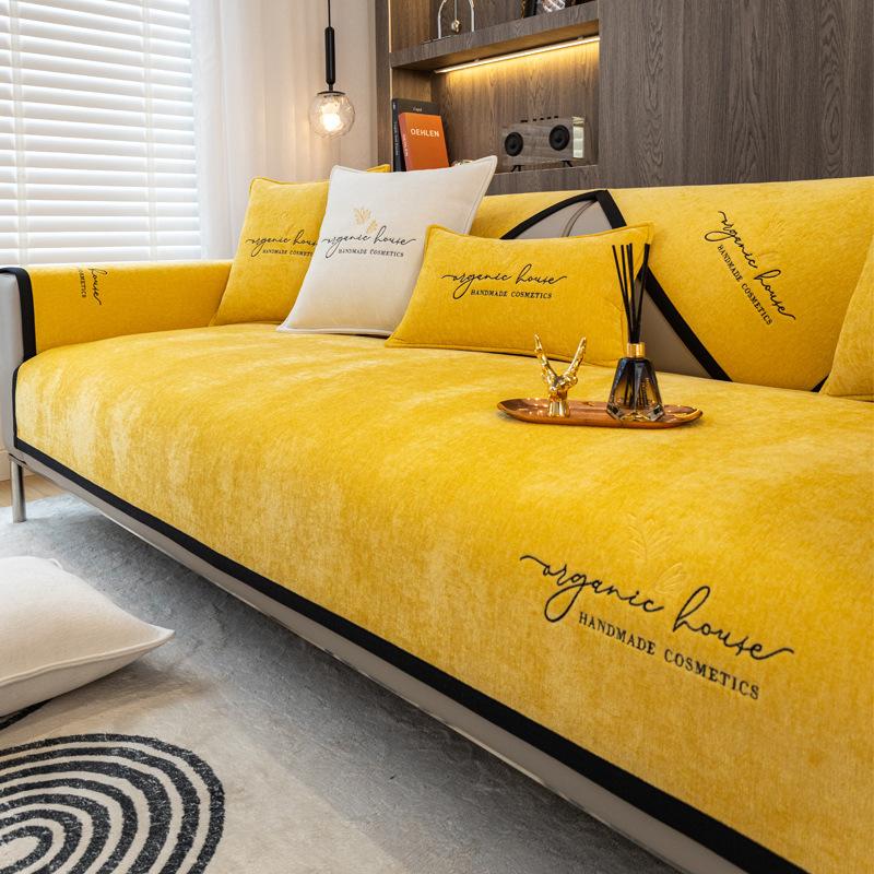 Lehká luxusní minimalistická vyšívaná podložka na pohovku Čtyřsezónní univerzální protiskluzový potah na zádovou opěrku Látka americká špičková pohovka