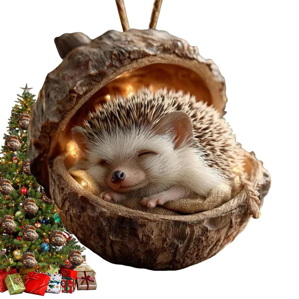 Tierische Weihnachtsanhänger 2D Niedlicher Weihnachtlicher Hängender Acryl-Anhänger Tier Fuchs Eule Eichhörnchen Igel Hase Wildtier-Ornamente