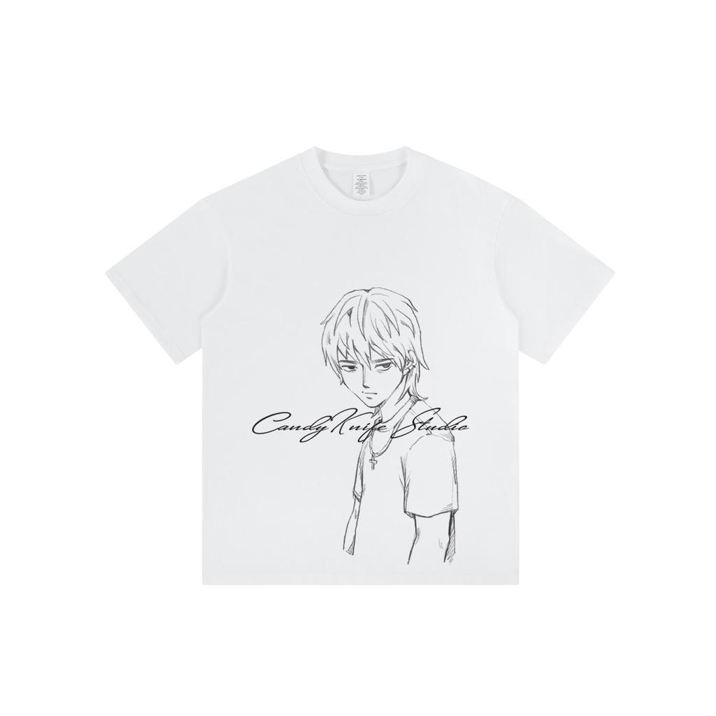 Japanisches Anime Oversized Baumwoll-T-Shirt - Kurzarm Rundhals für Studenten & Paare
