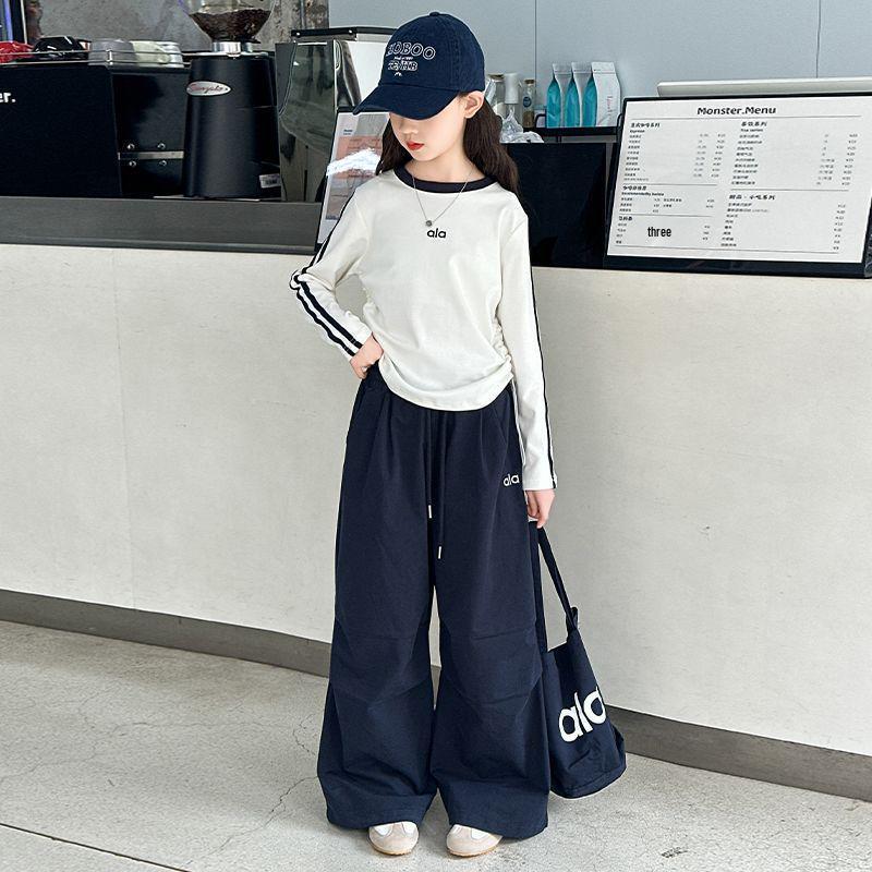 Autumn Casual Girls' Korean-Style T-shirt & Sweatpants Set
