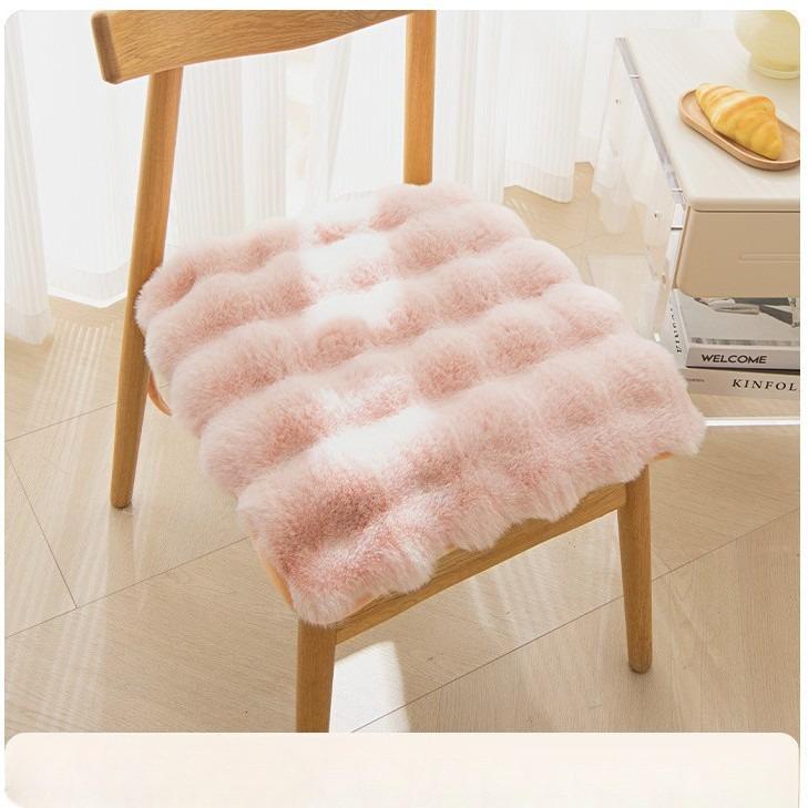 Chair Cushion, Gradient Imitation Rabbit Fur Plush Chair Cushion, Pet Friendly Seat Cushion,Winter Thick Plush Dining Chair Cushion
