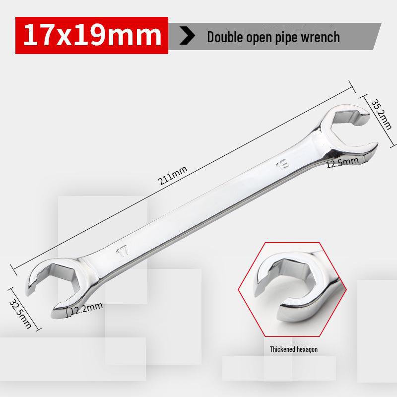Dual Head Hex Open-End Wrench for High-Pressure Oil Pipe and Brake Pipe Disassembly