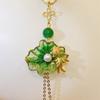 Originale Lotusblatt-Perle exquisite Goldfisch-Quaste frisches Grün langer Anhänger natürliche Hotan-Jade Broschen für Damen Hanfu Schmuck
