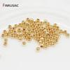 3 Sizes Loose Beads High Quality Brass Metal 14K Real Gold Plated Round Smooth Ball Spacer Beads For Jewellery Making Supplies