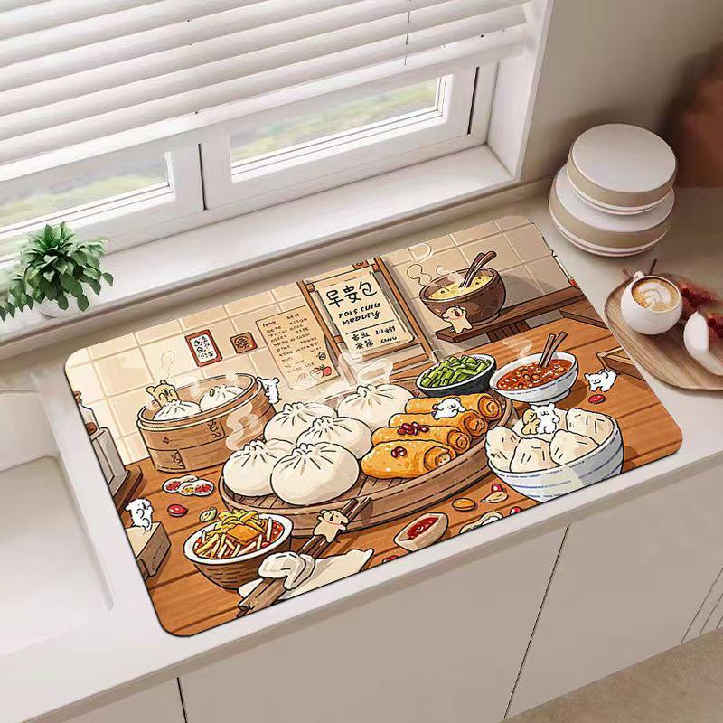 Cartoon Kitchen Diatomaceous Earth Absorbent Non-slip Heat-Insulation Mat