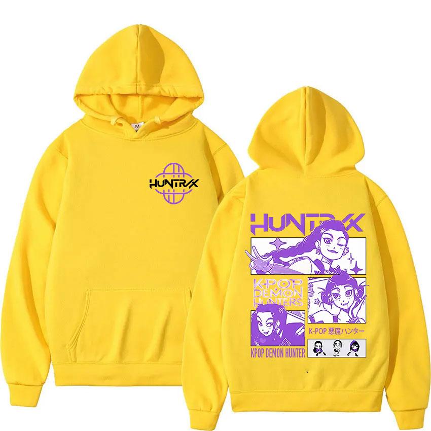 

K-pop Demon Hunters Film Graphic Merch Hoody Men Womens Tide Fashion Oversized Sweatshirt Retro Clothing Hoodies Streetwear XL жовтий