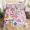 Comforter Cartoon Cat Unicorn Sweet Strawberry Milk Bedding Set Pet Animals Comforter Desserts Cakes Food