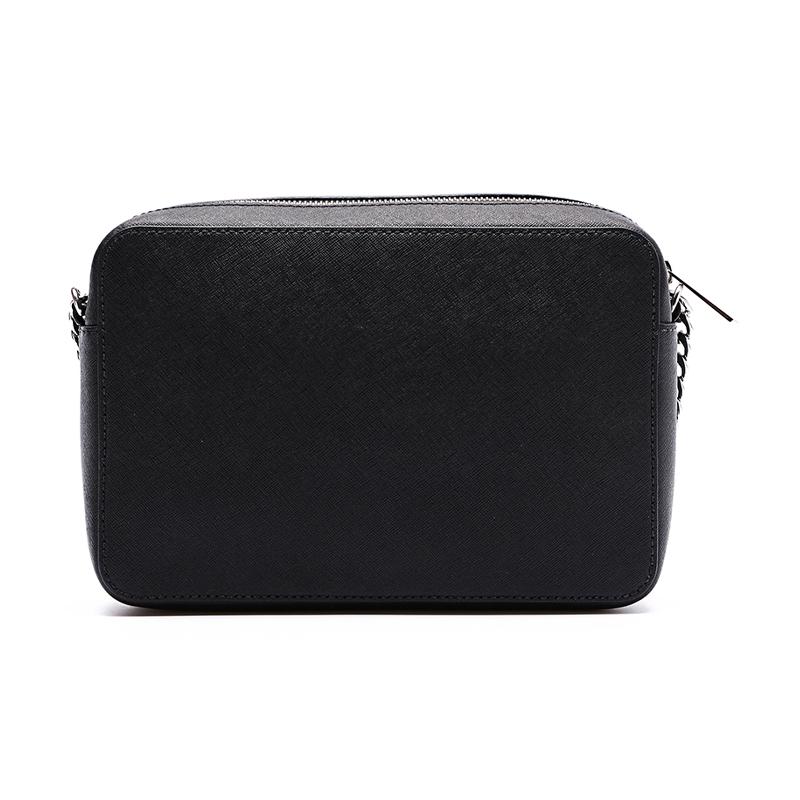 Michael Kors Jet Set Brand Letter Logo Chain Solid Color Leather Camera Bag Shoulder Crossbody Bag Women's Black