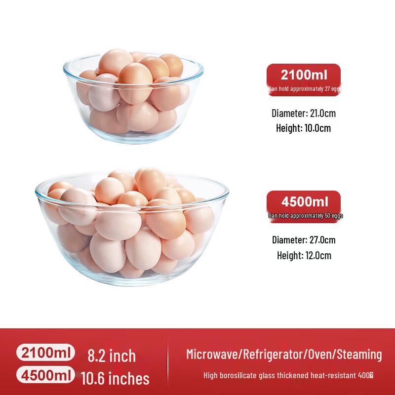 Jingbaodi High-Temperature Transparent Glass Bowl Set