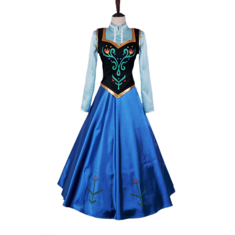 Adult Anna Dress With Cloak Womens Party Cosplay Halloween Stage Frozen Costume