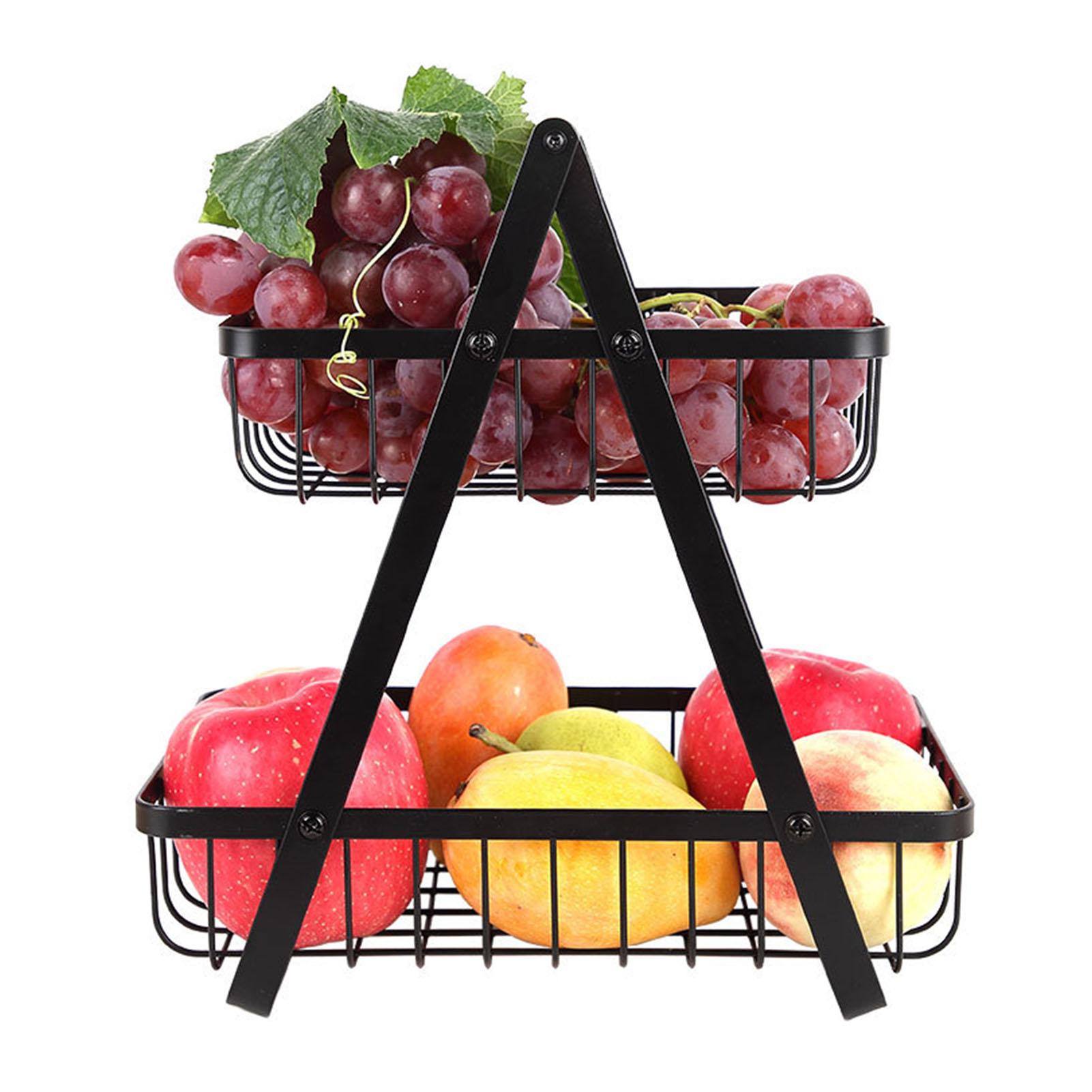 

Двухъярусная фруктовая корзина из углеродистой стали, разборная, портативная, подставка для хранения овощей, для хлеба, закусок, дома