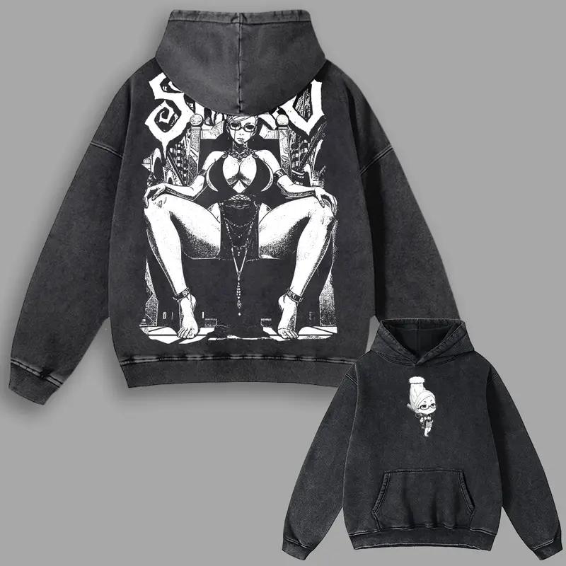 Seiko Ayase Graphic Hooded Dandadan Anime Streetwear Men Women Oversized Hoodies Washed Cotton Pullover Male Vintage Sweatshirt