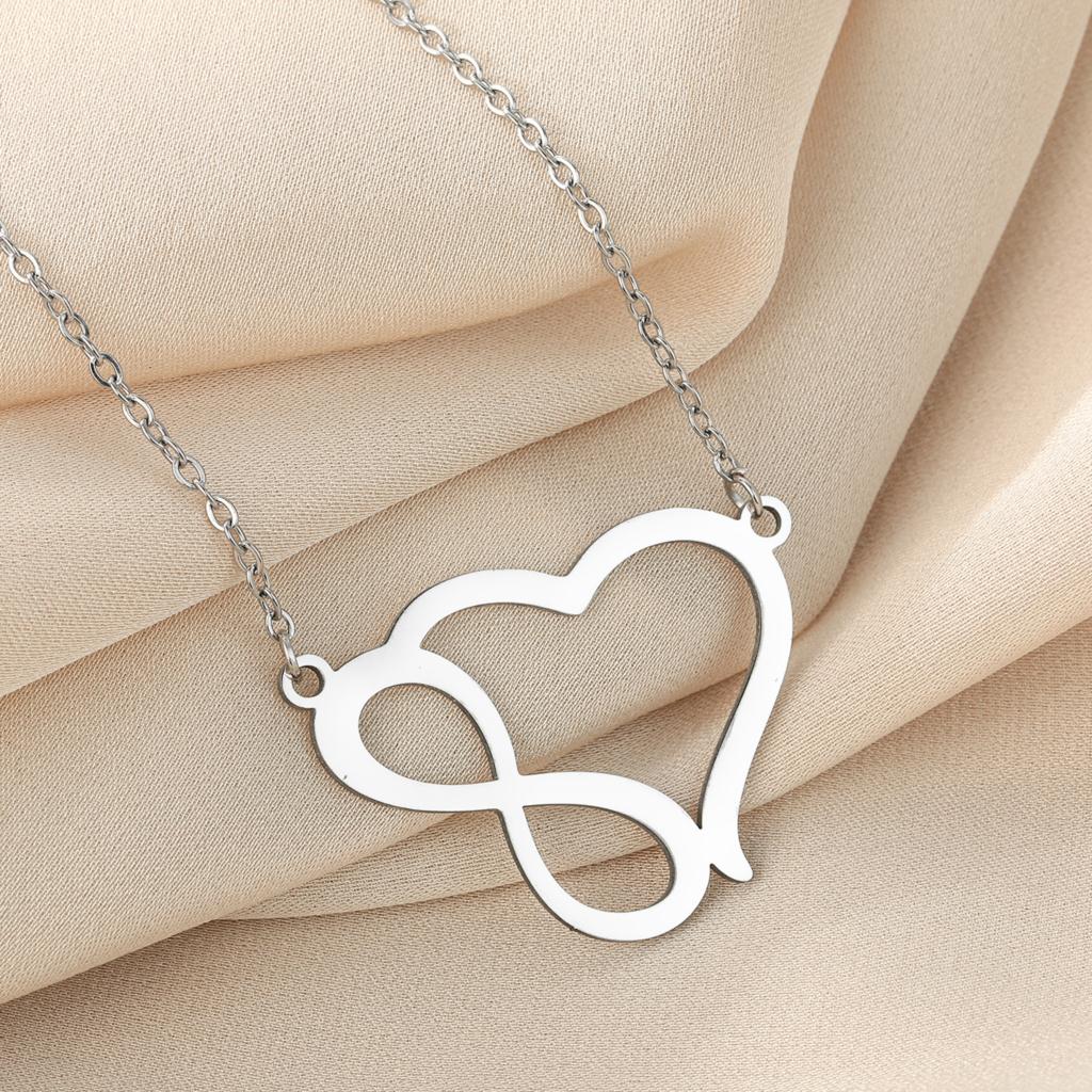 Kinitial Exquisite Fashion Earrings Handmade Heart Infinity Necklace - Minimal Heart Necklace Birthday Gift for Lovers