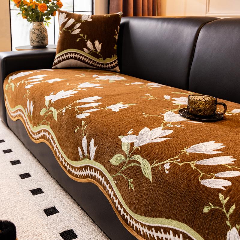 New Sofa Cushion Light Luxury High Sense Special-Shaped Non-Slip Seat Cushion One Piece Chenille Sofa Cover Cloth Towel