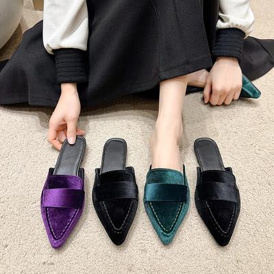 Fashion New Flats Mules Shoes Pointed Toe Women Slippers New Suede Summer Flip Flops Casual Walking Fashion Slides Female Zapatillas