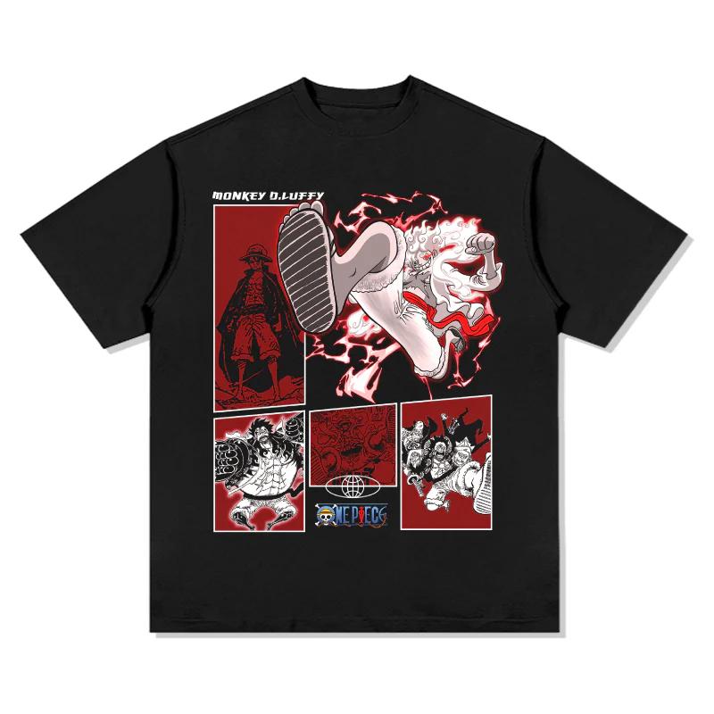 One Piece Monkey D Luffy TShirt Men Women Oversized 100 Cotton Trendy Streetwear Short Sleeve Graphic Tee High Quality