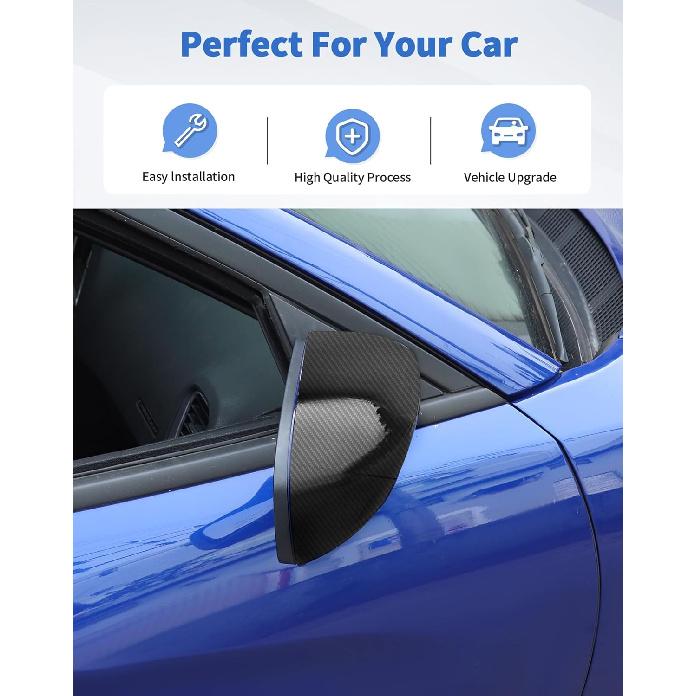 Carbon Fiber Exterior Side View Mirror Covers Caps & Door Handle Covers Trim Fit for 2010-  2024 Dodge Charger