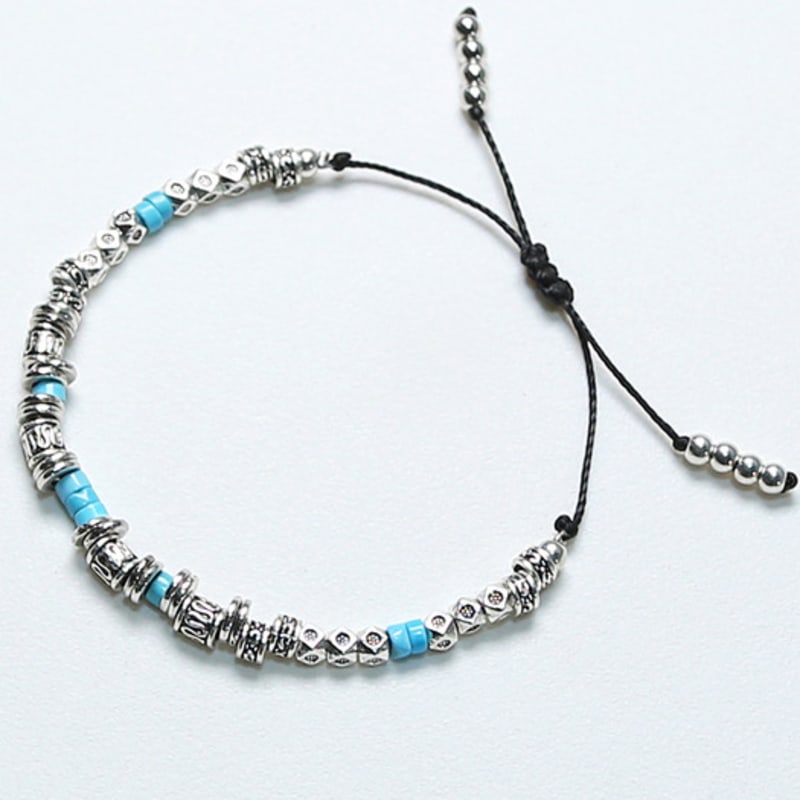 KND silver & turquoise beads bracelet