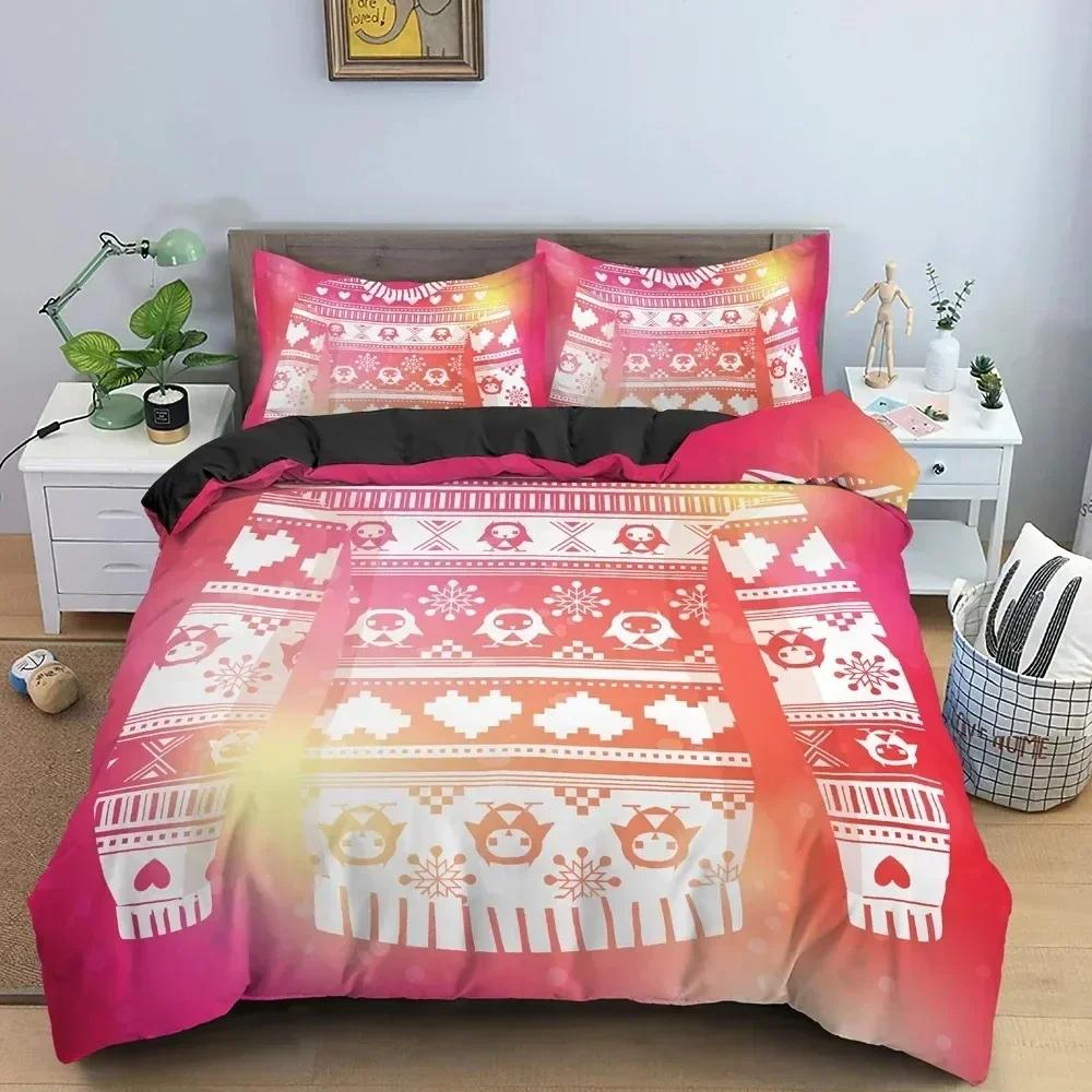 3d Sweet Heart Pattern Bedding Set Soft Cozy Duvet Cover Set Red Background Quilt Cover Bedroom Twin Bedclothes For Valentine's