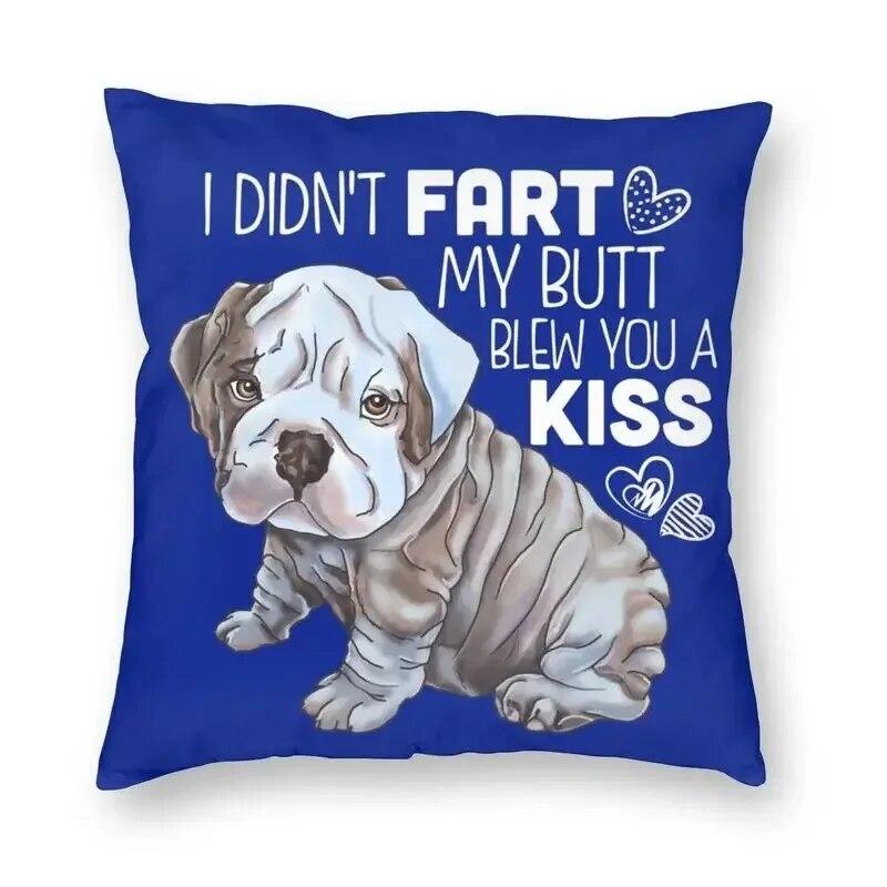 British Bulldog Print Pillowcase Home Room Office Seat Living Room Sofa Cushion Cover 45x45cm Peach Skin Pillowcase