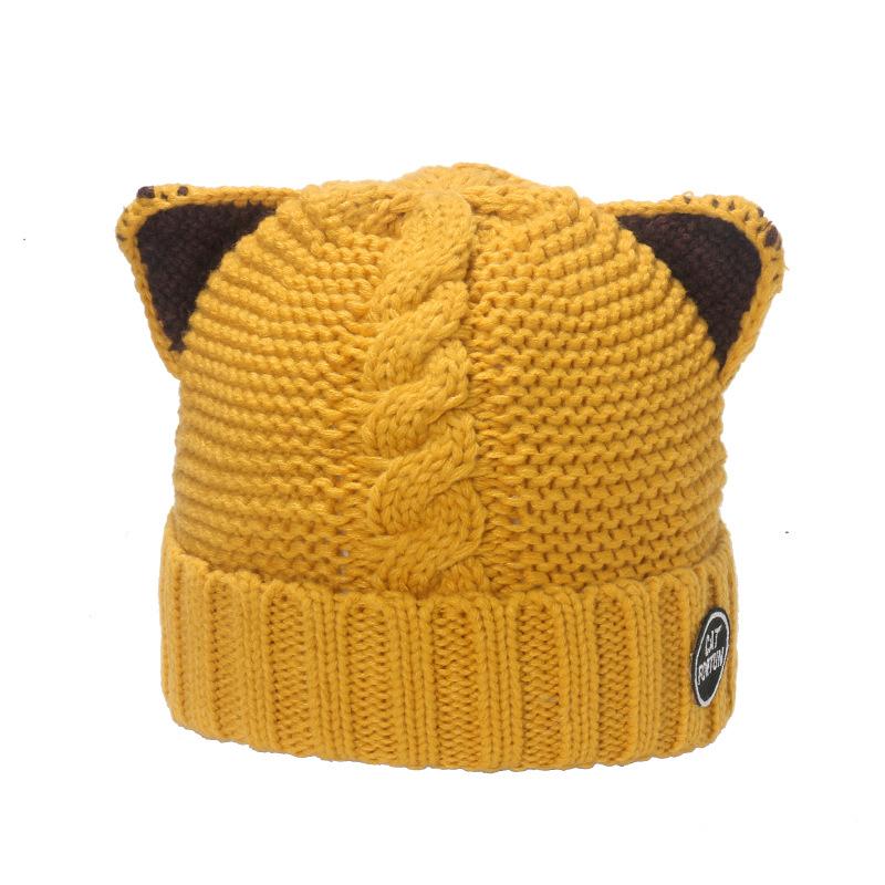 Cute cat ears knitted hat children winter Korean version warm ear protection cold hat show face small wool hat Internet celebrity