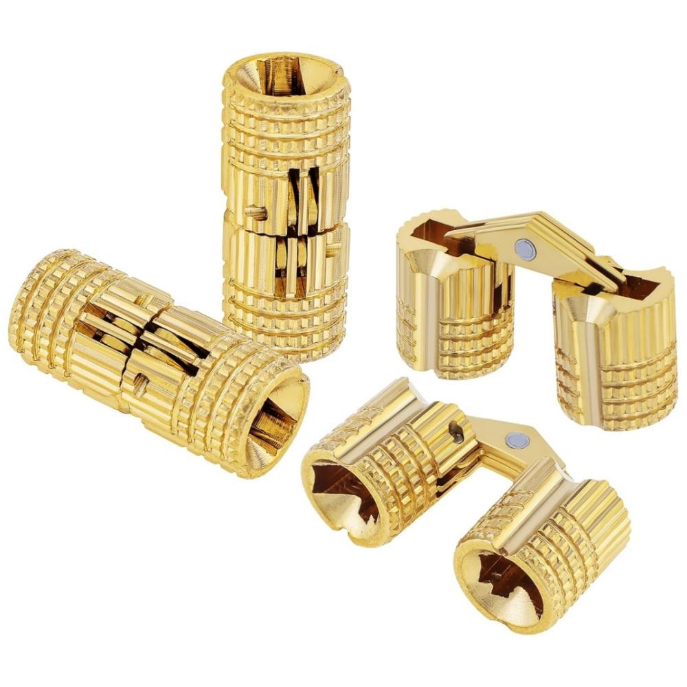 8Pcs 8 Mm Hidden Brass Barrel Hinges, 180 Degree Opening Angle Concealed Furniture Hinges For DIY Jewelry Box Hand Craft